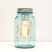 Mason Jar Lamp, Blue Glass- Rustic Lighting, Mason Jar Lighting,Table Lamp, Antique Blue Mason Jar, Edison Bulb