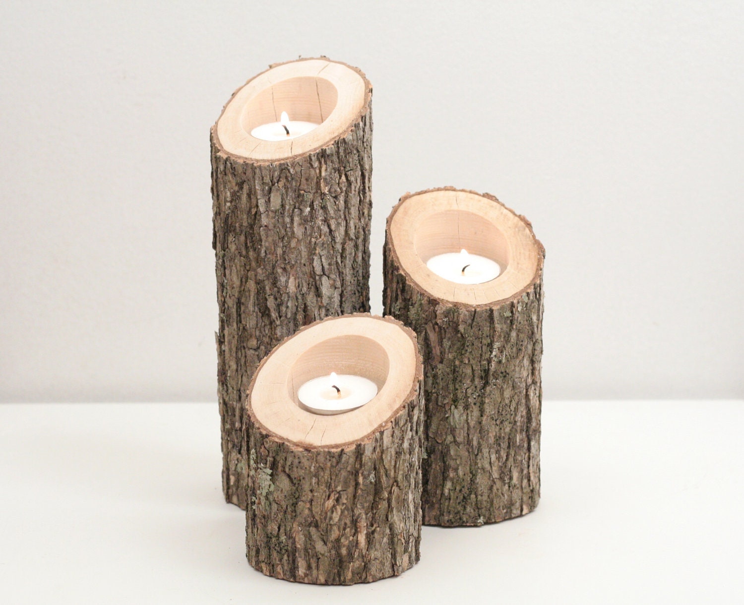 Tree Branch Candle Holders IV- Rustic Wood Candle Holders, Tree Slice, Wooden Candle Holders, Wedding Centerpiece