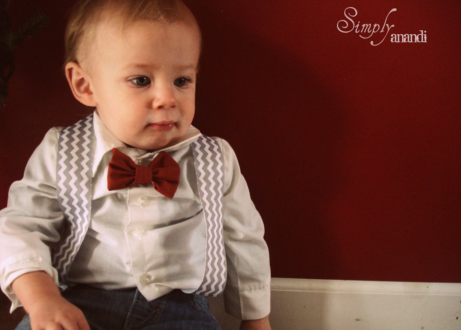 Baby boy Suspenders/bowtie set--chevron--Baby Boy Spring suspenders--Suspenders--Chevron suspenders