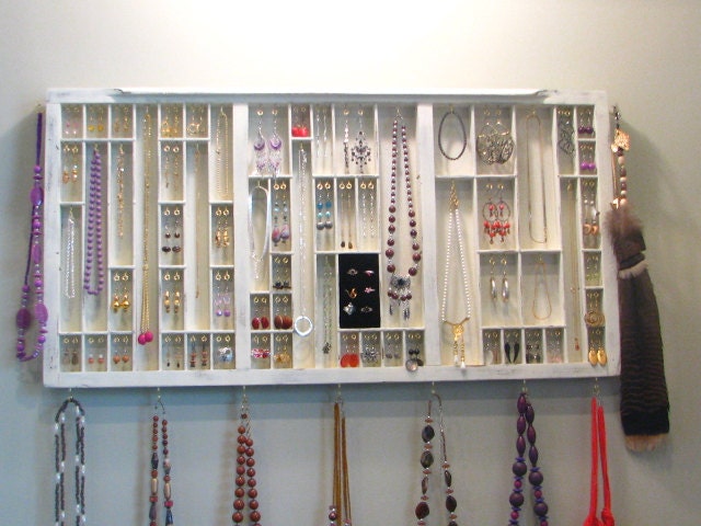Jewelry Display antique printer drawer with  ring cubby