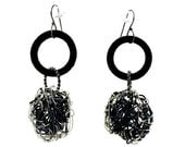 Metal black earrings. Wire abracadabra, stylish, contemporary by Fashion Brand Faina.  Ready to ship.