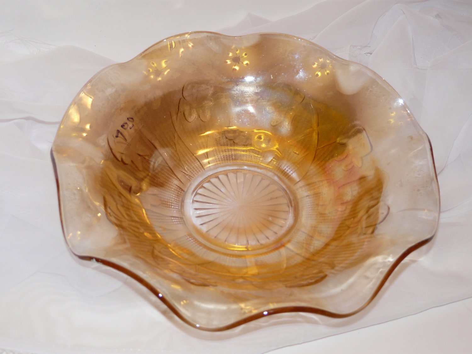 iris and herringbone carnival glass bowl by neverlostgarden iris and herringbone carnival glass bowl by neverlostgarden