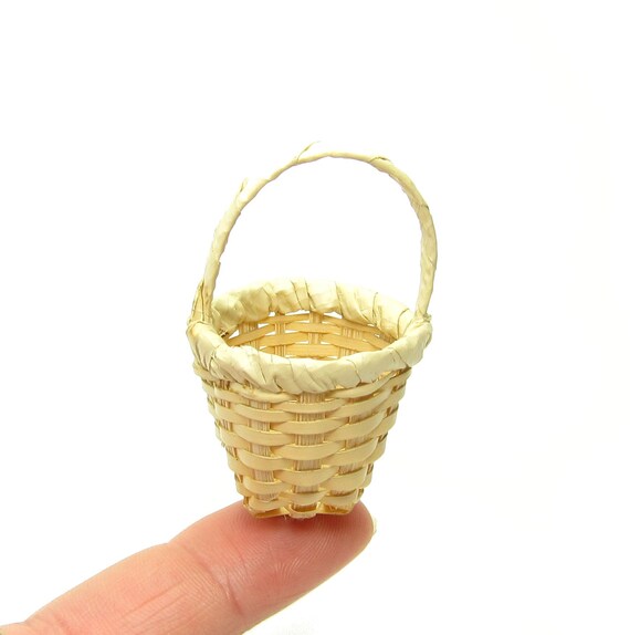 Miniature Straw Basket Natural Woven Mini Basket by BrownEyedRose