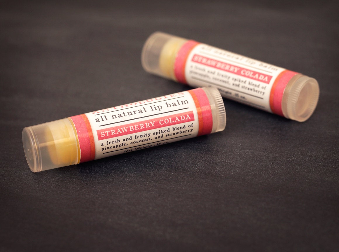 Strawberry Colada Lip Balm - All Natural - Sweet Pina Colada with Strawberry Flavor