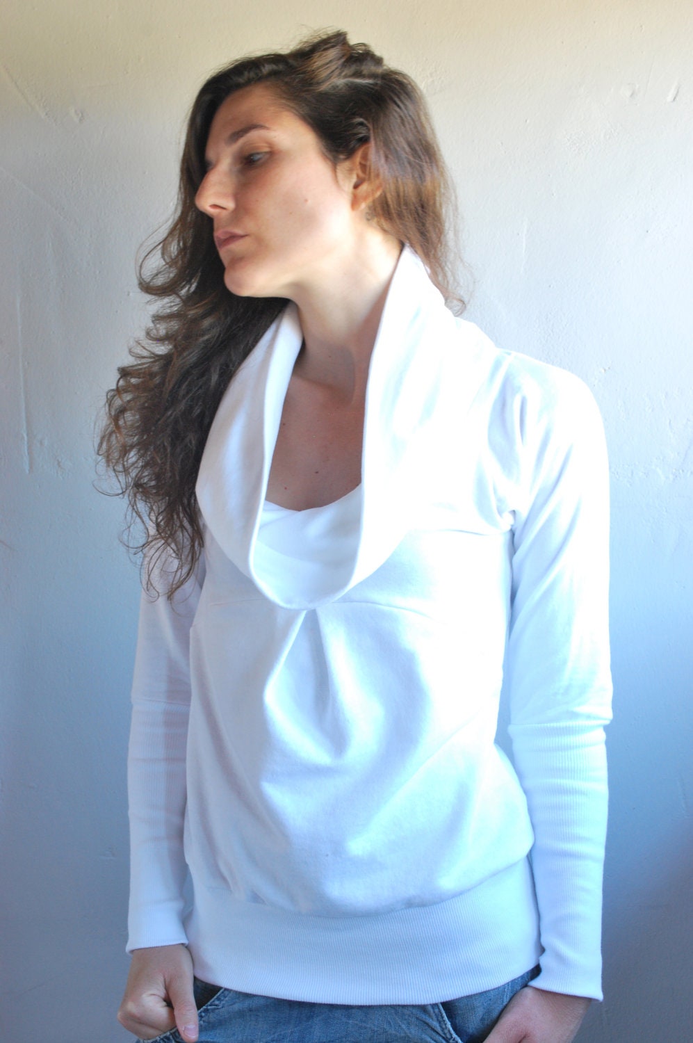 White sweatshirt NANA WINTER Women sweater /  Gift for her / Women fashion