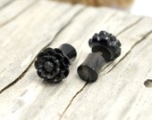 Fake Plugs Post Earrings Black Horn Earrings Spiral Tribal Fake Gauge Earrings - Gauges Plugs Bone Horn - FP001 H