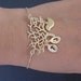 Sale-Personalized Initial-Family Bracelet-Tree Of Life With Little Bird and Two Initial Leafs-Yellow Gold Plated Bracelet