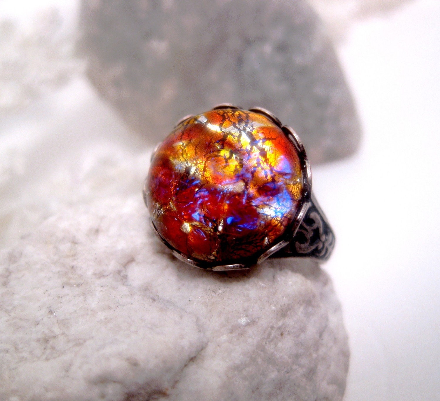 Sunset Dream Light Gold Opal Ring