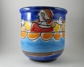 Vintage Desimone Style Pottery Planter, The Fisherman, 1980s Italy