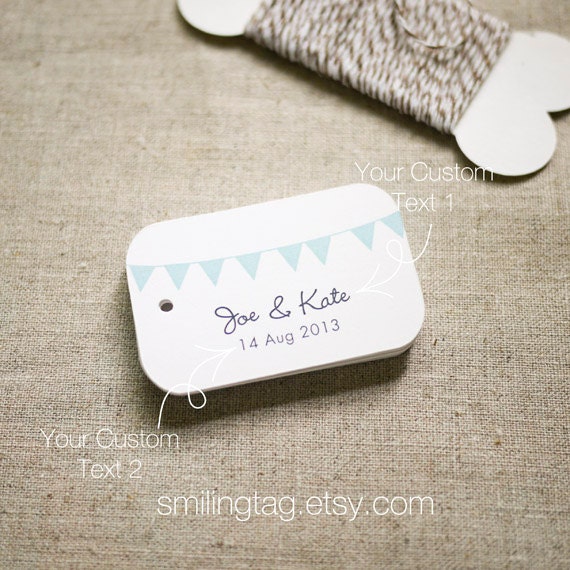 Bunting Flags Personalized Medium Gift Tags - Wedding Favor Tags - Thank you tags - Gift Tags - Set of 24 (Item code: J319)