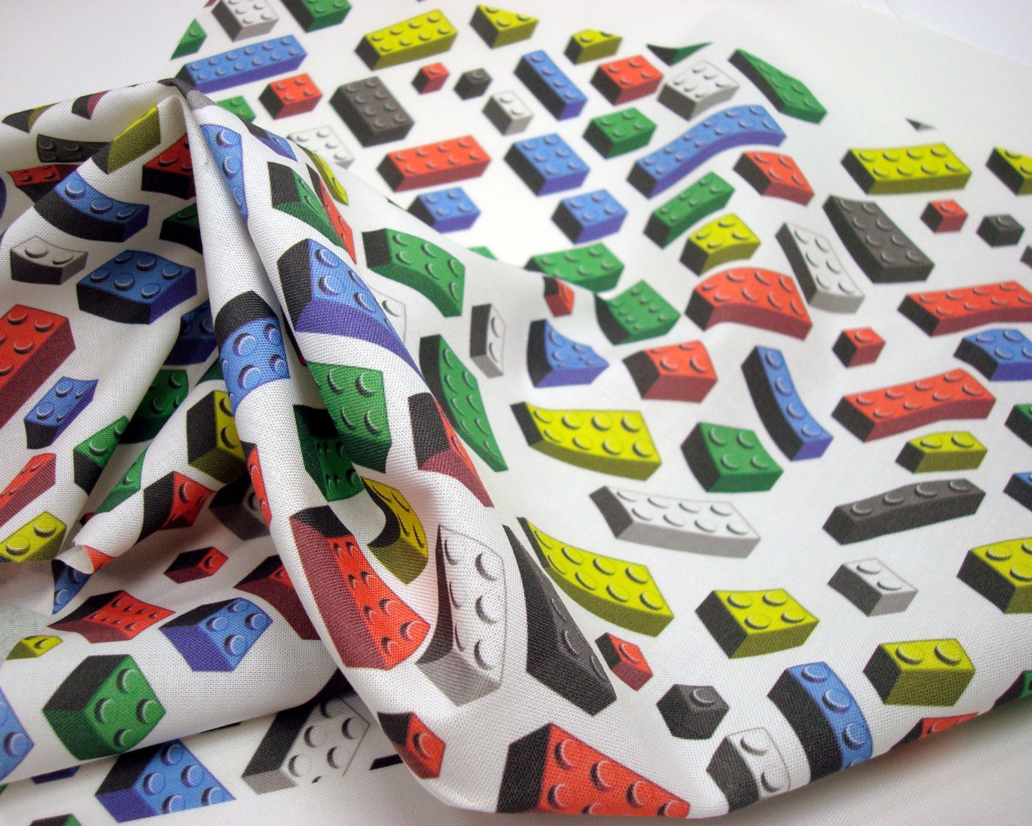 Bricks Fabric Quarter - lego inspired FQ - geek quilting cotton white