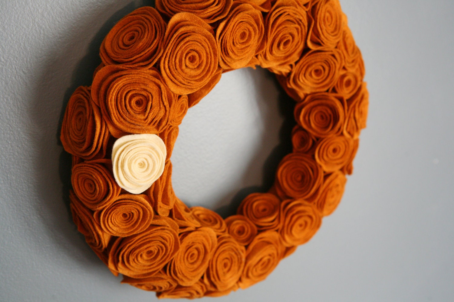 Handmade Pumpkin Felt Rosette Wreath