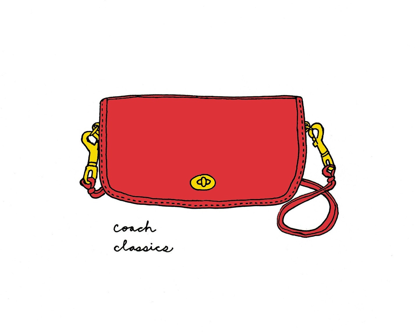 Coach Bag- Choose Your Color- 5x7 Illustration Print