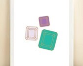 Purple, Aqua, and Gold Gem print poster
