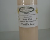 Vanilla Rose Body Wash - New Thick Rich Formula, Now contains Goatsmilk, Shea Butter & Silk Fiber - 8 oz bottle