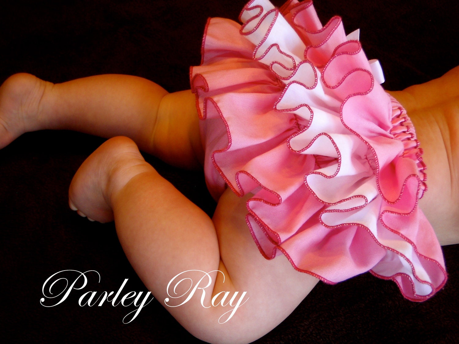 Beautiful Parley Ray Strawberries and Cream Ruffled Baby Bloomers/ Diaper Cover / Photo Props