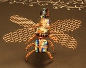 Love Bug Series Wire Wrapped Dragonfly with Fused Glass & Dichroic