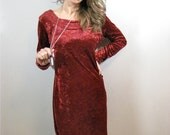 vintage 80s/90s BISOU-BISOU VELVET bodycon dress, maroon, medium
