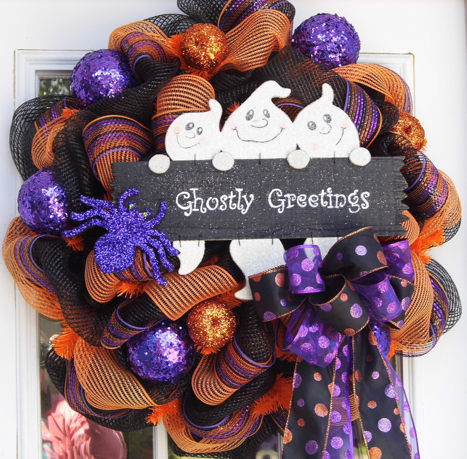 Ghosts Deco Mesh Wreath