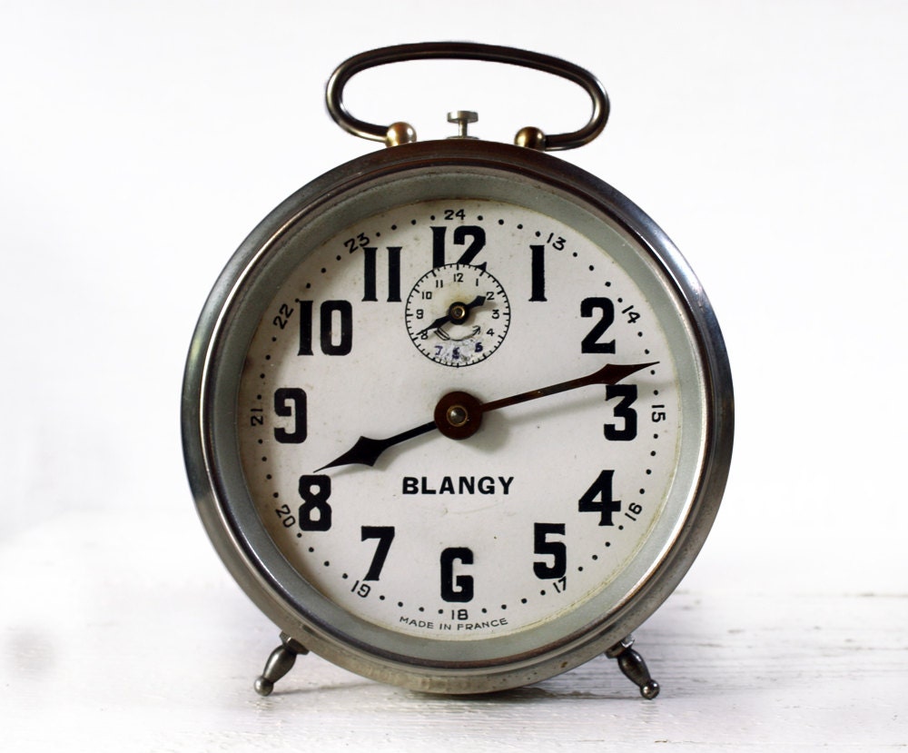 Antique French BLANGY Metal Alarm clock