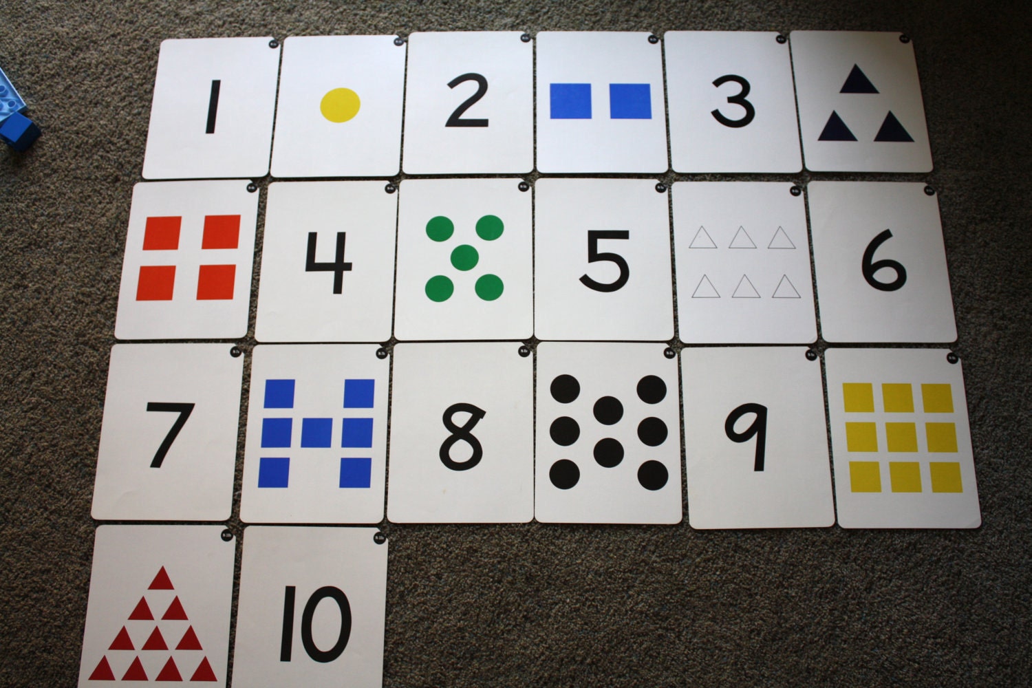 Vintage Geometric Shape Counting Cards, Set of 20, Large 7 by 9