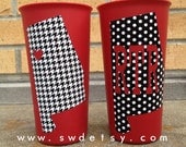 Alabama / Auburn tailgating tumblers- my heart belongs to .... Set of 2
