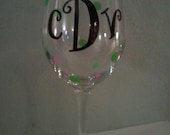 Hand-painted Monogrammed Wine Glass