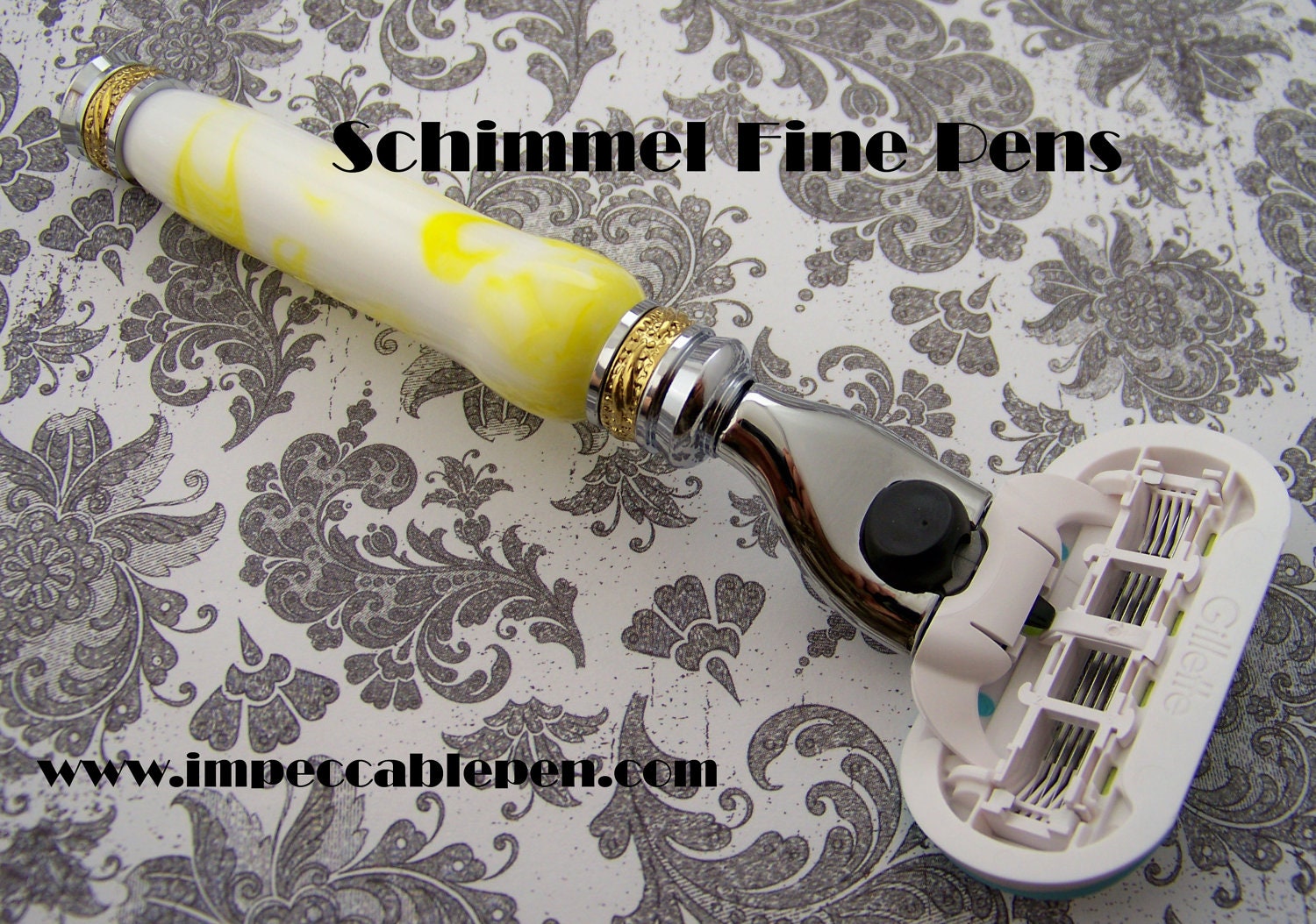 Handmade Schimmel Razor Handle for Mach 3 and Venus Razors.  Great gift,  Vintage Yellow and White Swirl awesome Mothers day gift for mom