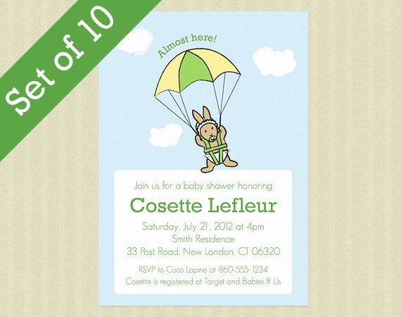 Bunny Baby Shower Invitation - Personalized Printed Baby Shower Invitations (Set of 10)