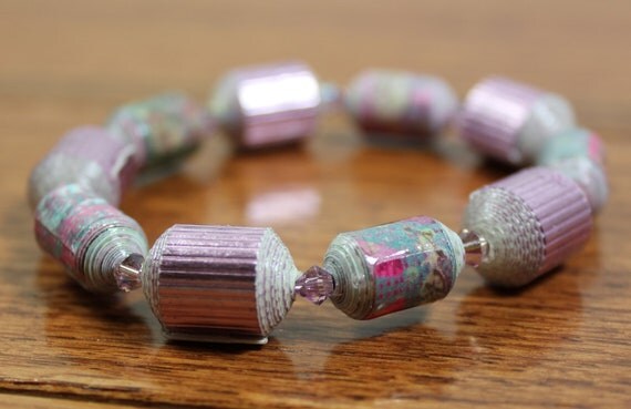 Paper Bead Bracelet Jewelry - Pink Il_570xn