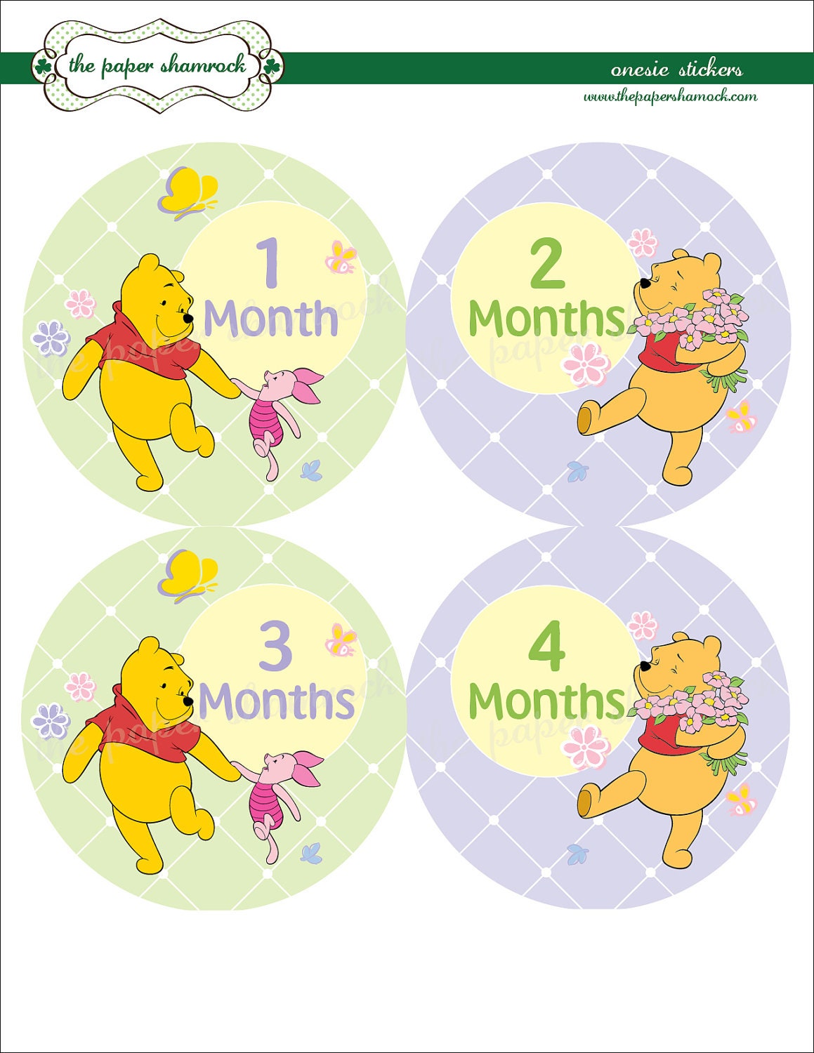 Winnie the Pooh Monthly Onesie Stickers, Baby Stickers for Onesies, Month Stickers Il_570xn