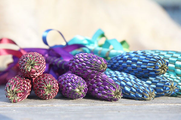 Purple Satin Ribbon - Organic French Lavender Wand - Woven from Freshly Picked Flowers - Made in Canada