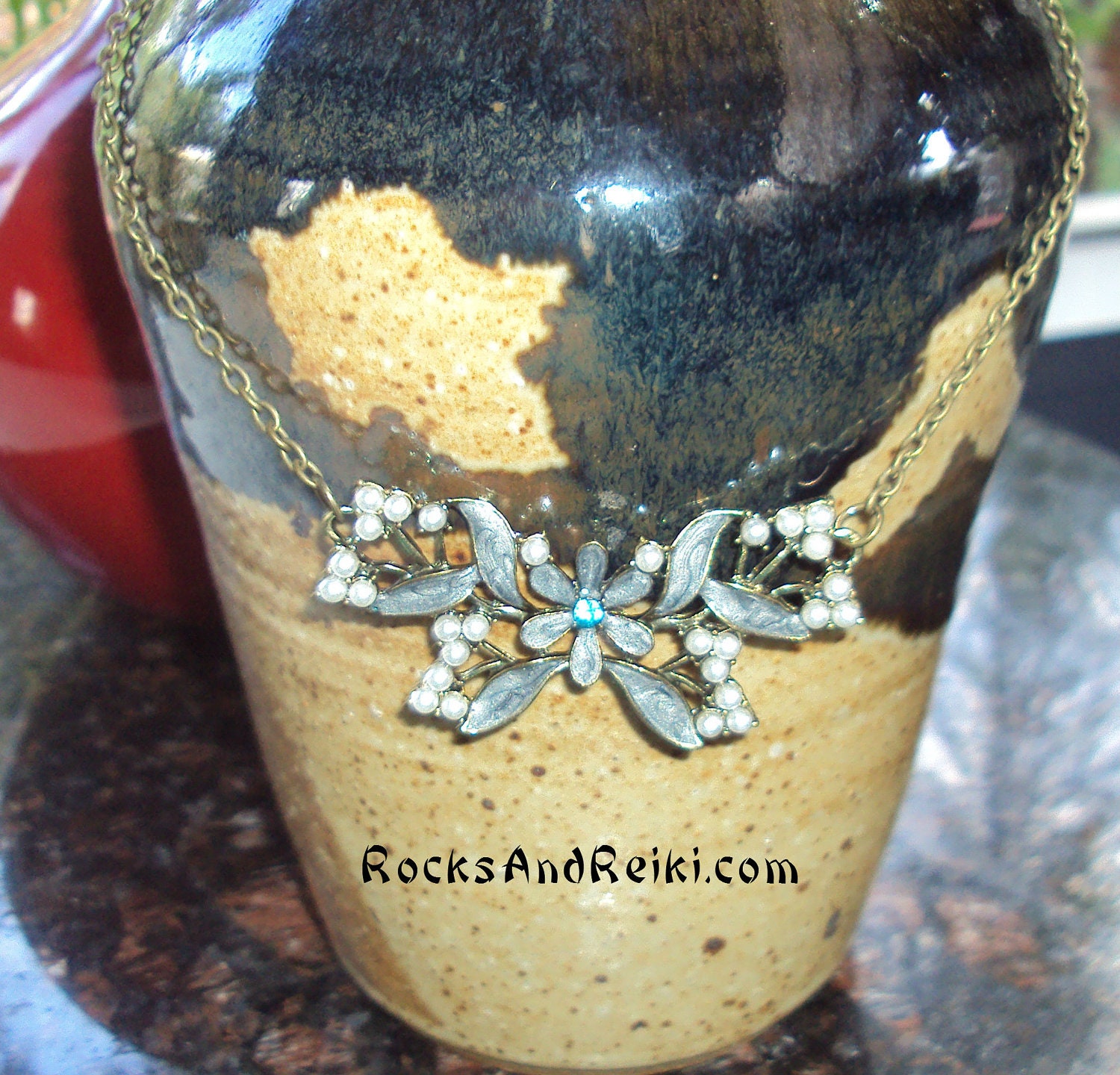 Mother of Pearl Butterfly  Necklace- Reiki Infused - 5403