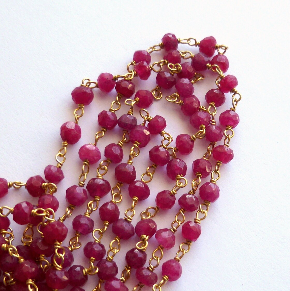 Items similar to Ruby gold vermeil chain, 18", 46cm, wire