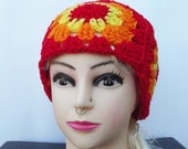 Granny Square Retro Headband Colourful Hippie Crochet