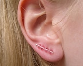 Long Stud Earrings, Pink Ear Pins, Swarovski Crystal Jewelry, Modern Jewelry