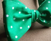 Greenline  - Mens/Boys Adjustable Self-Tie Bow Tie in Green and White Polka Dot