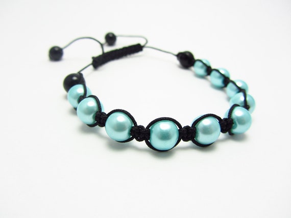 Light Blue Shamballa Bracelet - Macrame