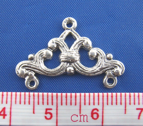8 pcs  Antique Silver Pendant Connectors 14x24mm- Ships Immediately from California - SC439