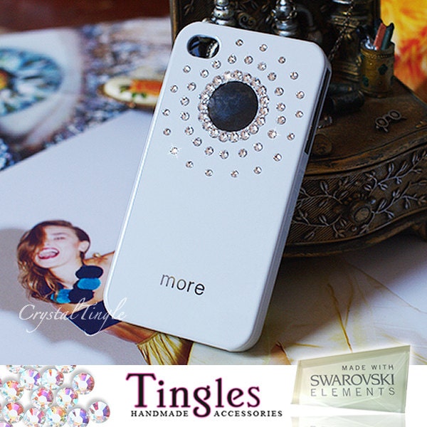 Sparkle White Diamond Ring Stardust Design Case with Swarovski Crystal for iPhone 4 4S White