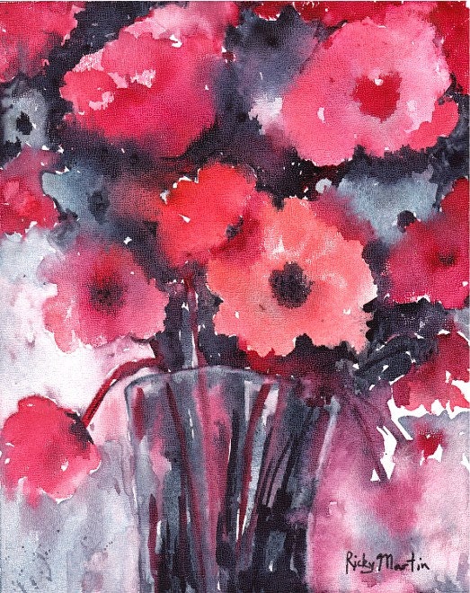 Soft Floral Bouquet - Contemporary Home Decor - FREE SHIPPING - Original Fine  Art Watercolor  Painting by ebsq Artist Ricky Martin