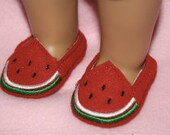 Doll Shoes Watermelons Felt Shoes for Dolls  fit 18" like American Girl Doll