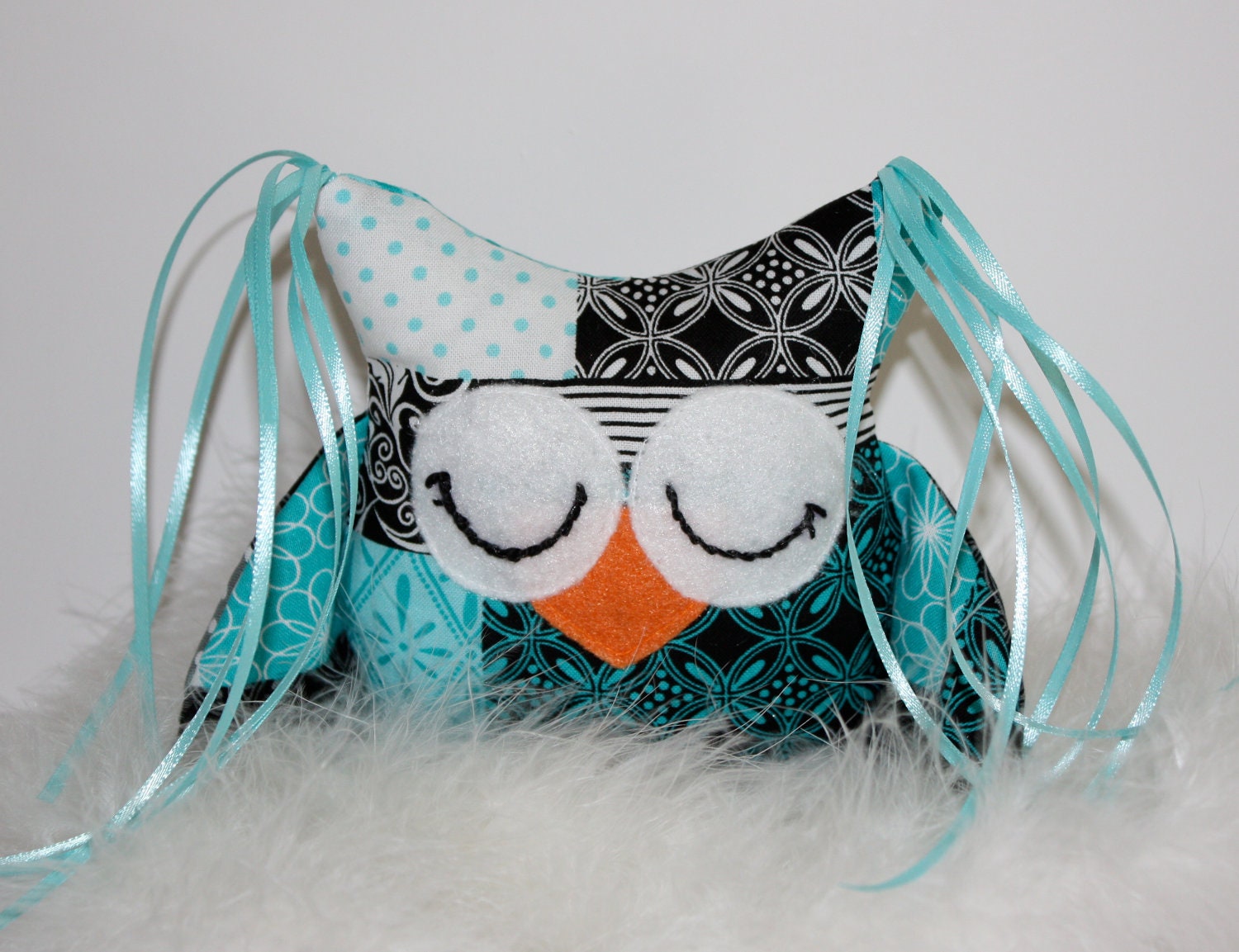 SALE Feather your Nest with Teal & Black Owl Softie Christmas Stocking