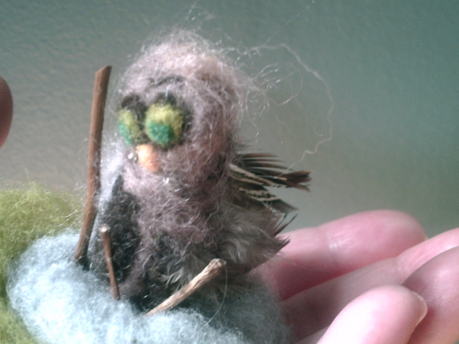 BALD BABY OWL Needle Felted Critter