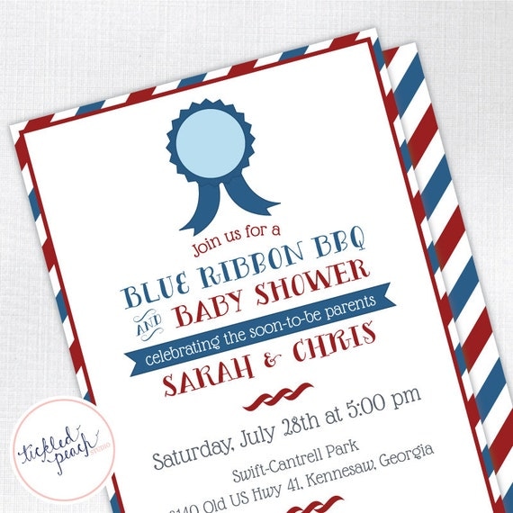 Blue Ribbon BBQ Baby Shower Invitation - Custom Baby Shower Invite - DEPOSIT or digital delivery option Il_570xn