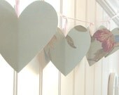 Valentine Decoration Heart Garland - Shabby Chic Garland - Upcycled Garland - Wedding Garland