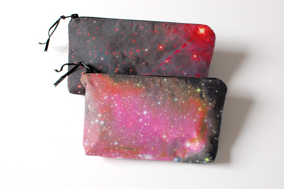 Galaxy Nebula Print Clutch Bag Space Purse Makeup Pouch