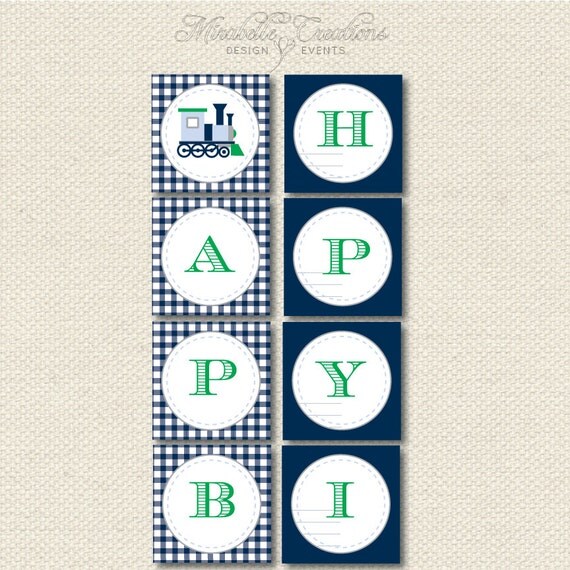 PRINTABLE PARTY BANNER -- Train Collection -- Mirabelle Creations Il_570xn