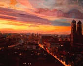 Munich Sunset with Church of Our Lady - artshop77