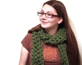 Green Skinny Scarf, Wool Blend Scarf Bulky and Oversized in Asparagus, Winter Fashion - whiskeyish